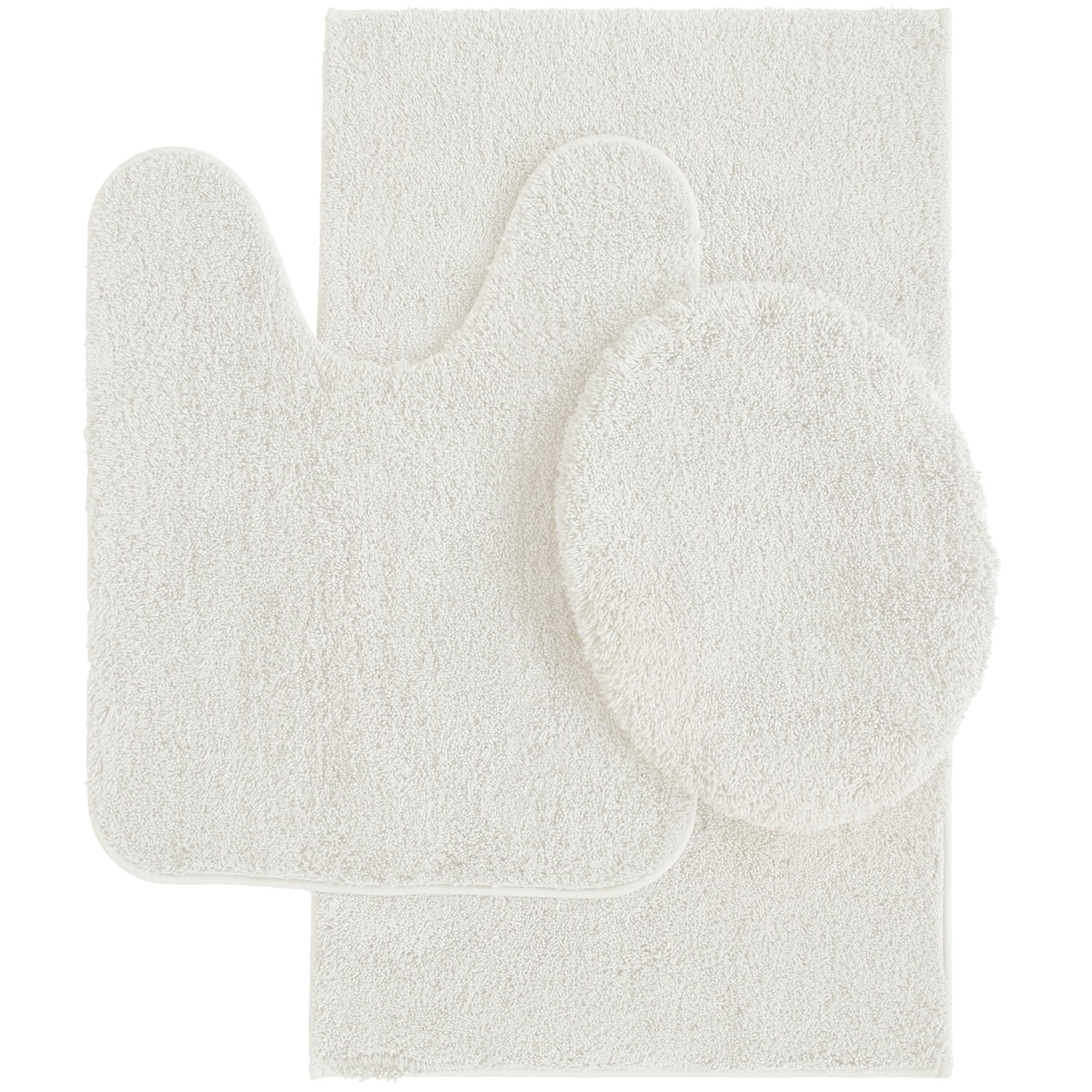 Mainstays Performance Recycled Polyester 3 Piece Bath Rug Set, Arctic White