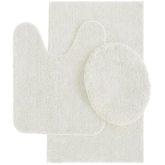 Mainstays Performance Recycled Polyester 3 Piece Bath Rug Set, Arctic White
