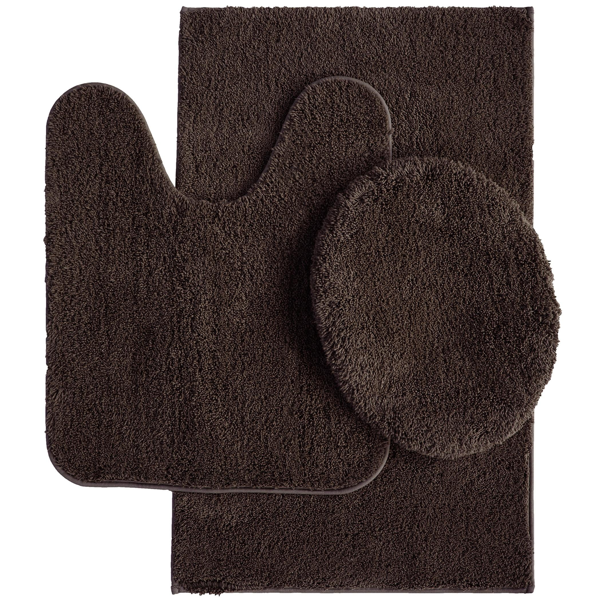 Mainstays Performance Recycled Polyester 3 Piece Bath Rug Set, Brown Basket