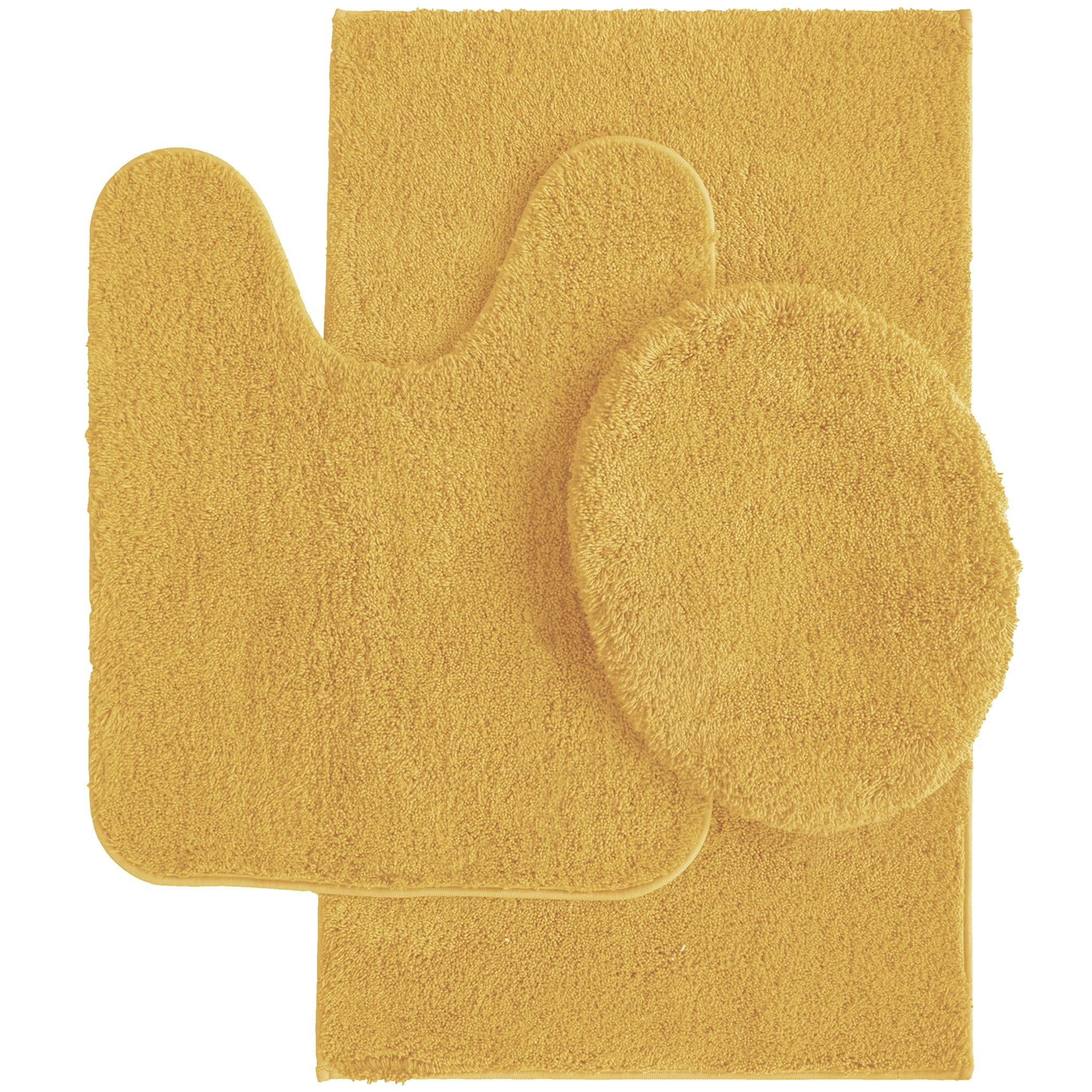 Mainstays Performance Recycled Polyester 3 Piece Bath Rug Set, Golden Curry