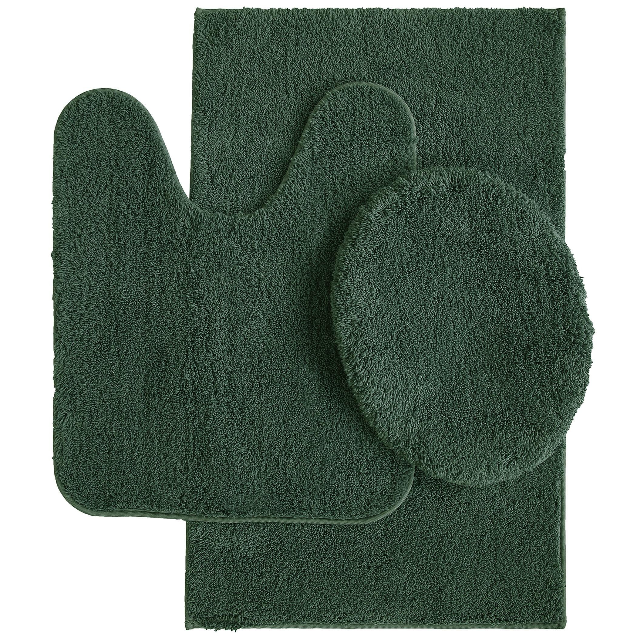 Mainstays Performance Recycled Polyester 3 Piece Bath Rug Set, Green Sage