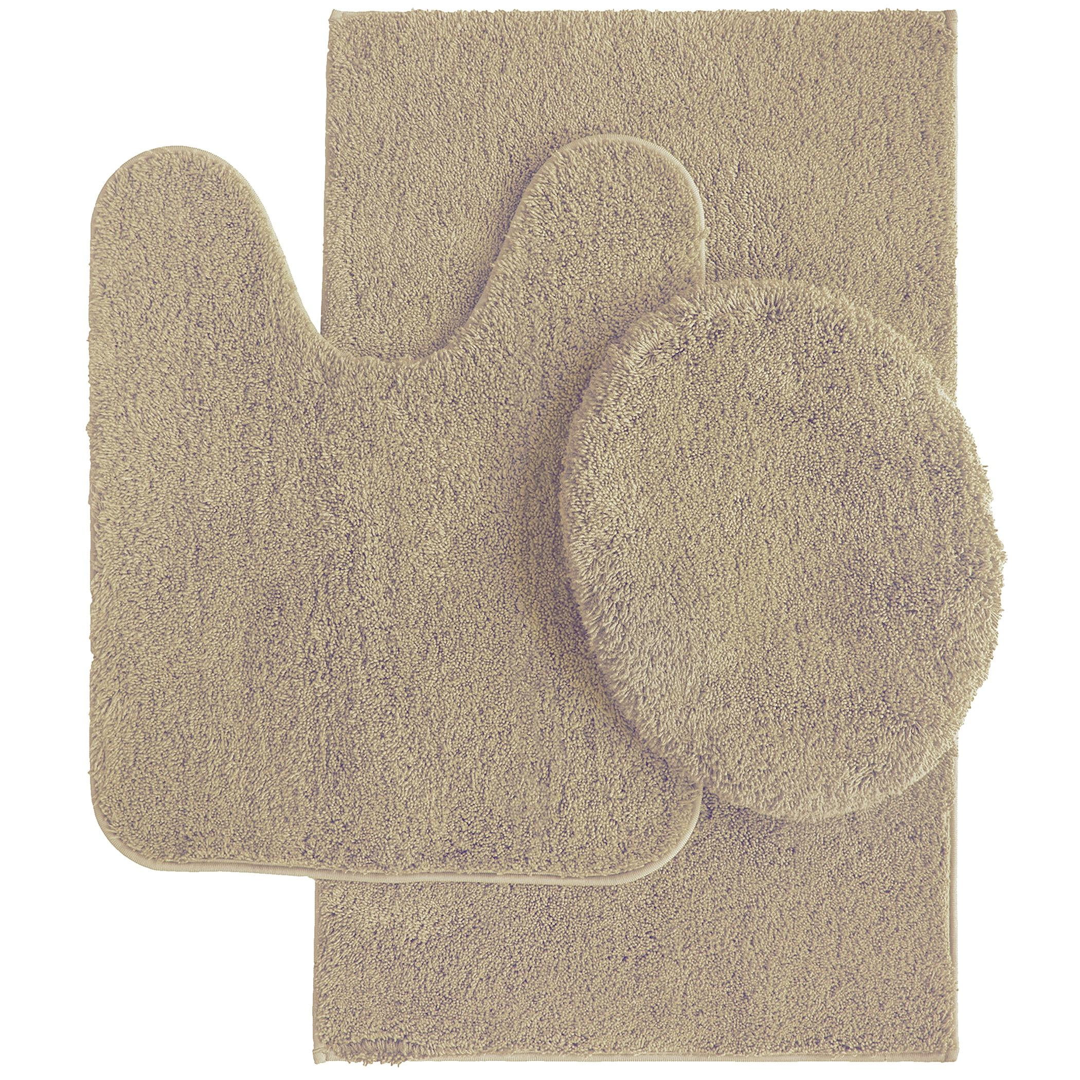 Mainstays Performance Recycled Polyester 3 Piece Bath Rug Set, Papyrus Beige