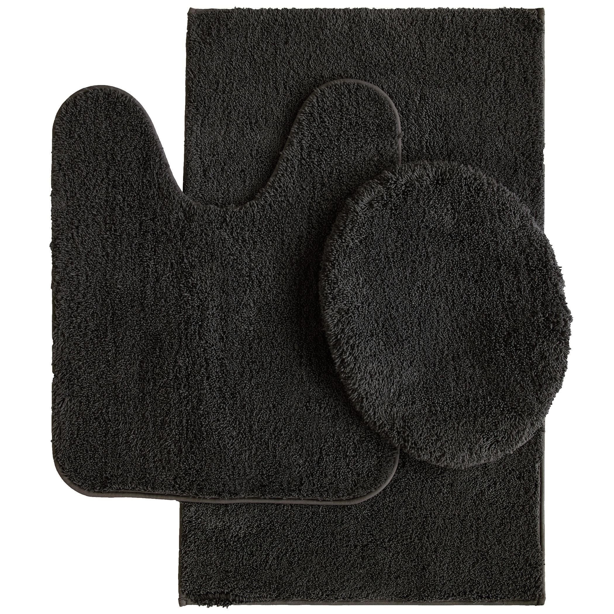 Mainstays Performance Recycled Polyester 3 Piece Bath Rug Set, Soothing Grey