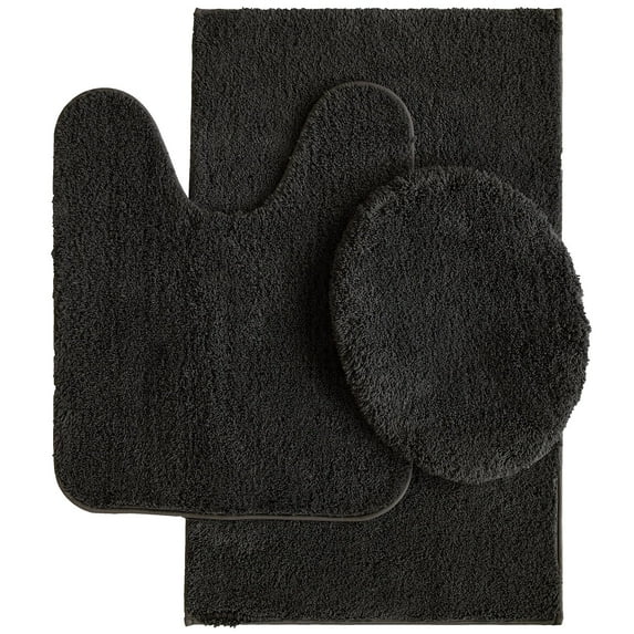Mainstays Performance Recycled Polyester 3 Piece Bath Rug Set, Soothing Grey