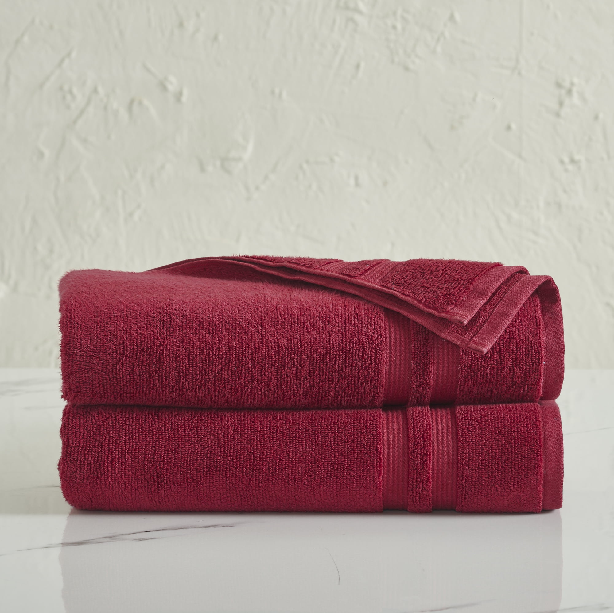 Mainstays Solid Bath Sheet Set 62 x 30 Red