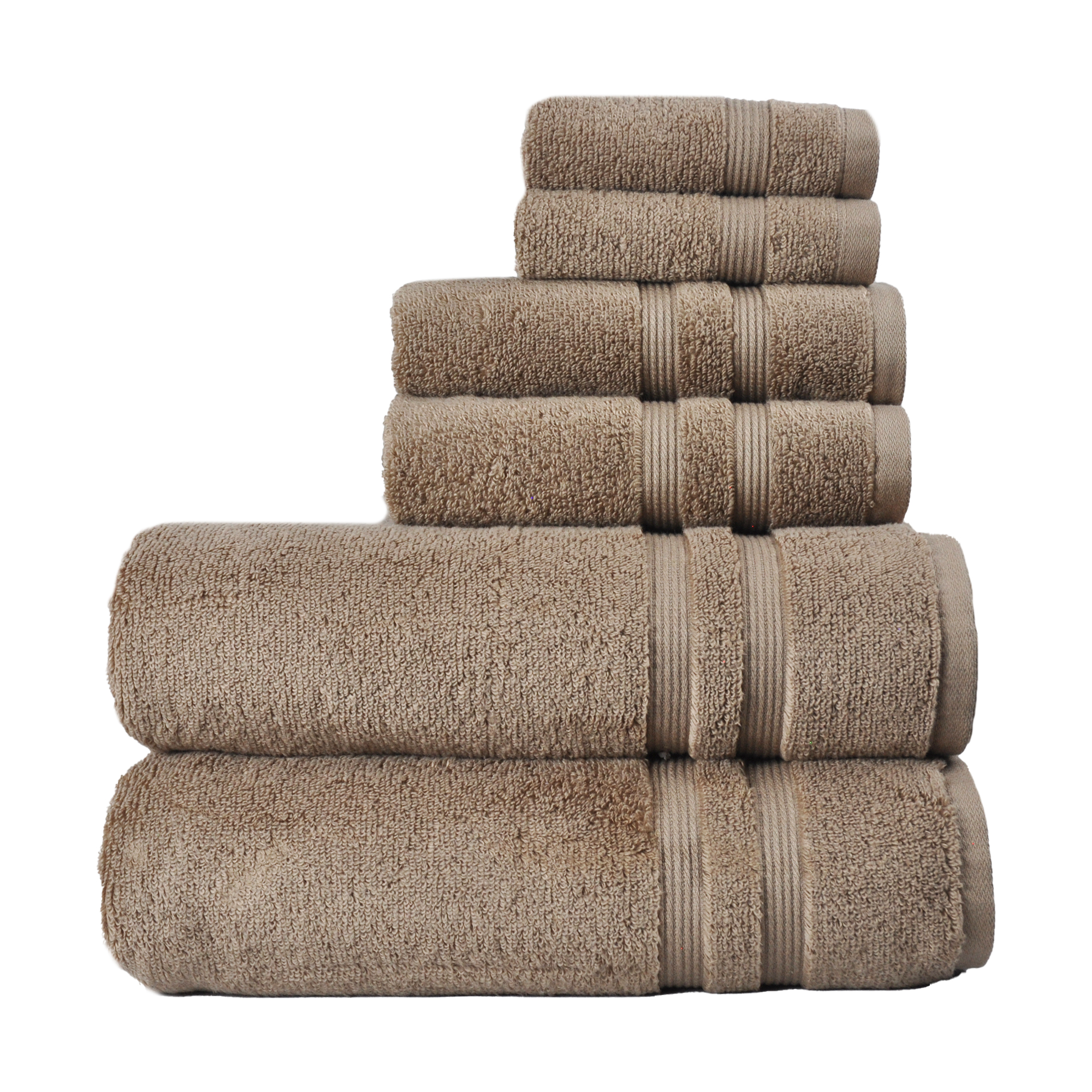 Mainstays Performance Solid 6-Piece Bath Towel Set - Acorn - image 1 of 6