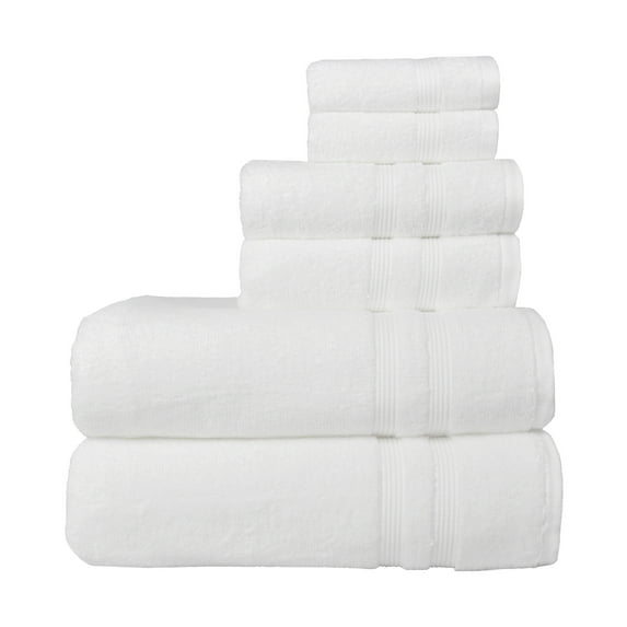 Mainstays Performance Solid 6-Piece Bath Towel Set - Arctic White