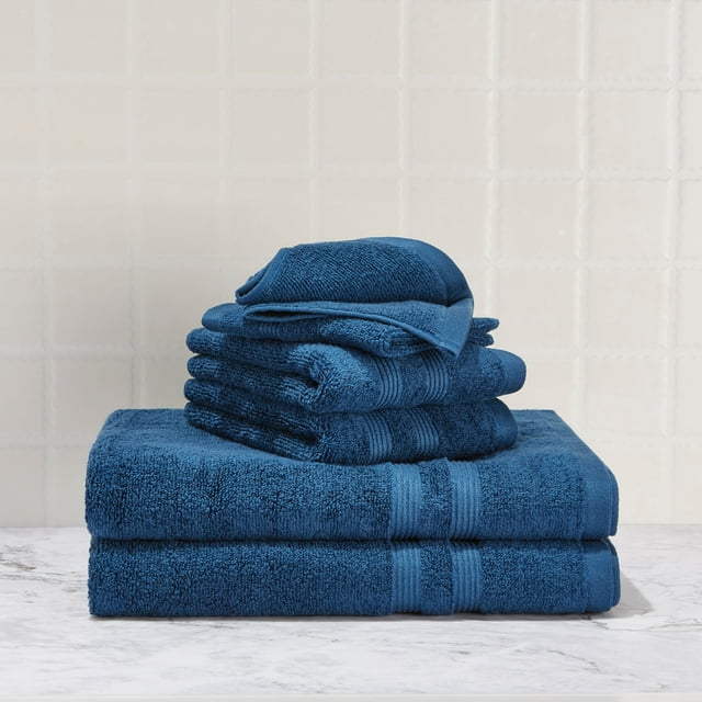Mainstays Performance Solid 6Piece Bath Towel Set Baltic Sea