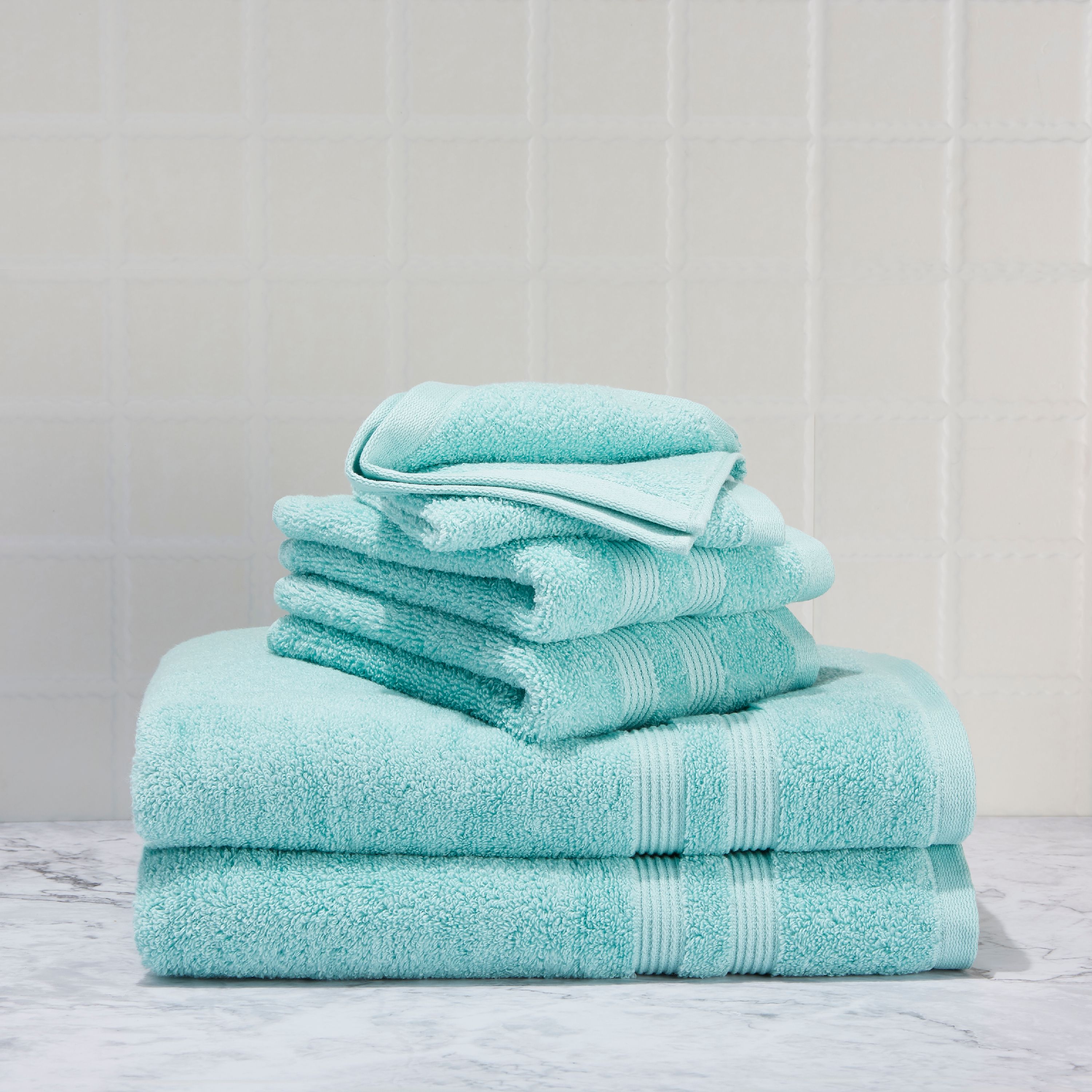 Mainstays Performance Solid 6-Piece Bath Towel Set - Classic Mint - image 1 of 6