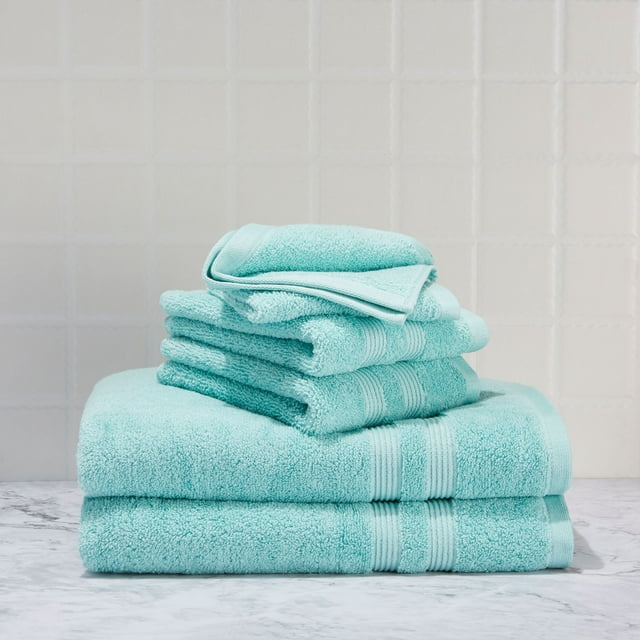 Mainstays Performance Solid 6-Piece Bath Towel Set - Classic Mint