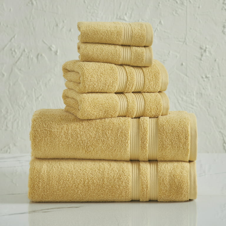 Mainstays Performance Anti-Microbial Textured 6 Piece Towel Set, Golden  Curry