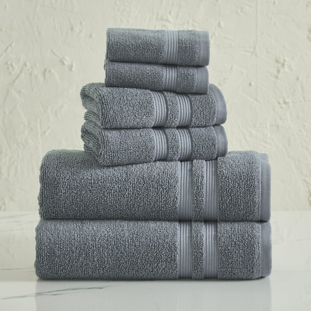 Mainstays Performance Solid 6-Piece Bath Towel Set, Grey - Walmart.com