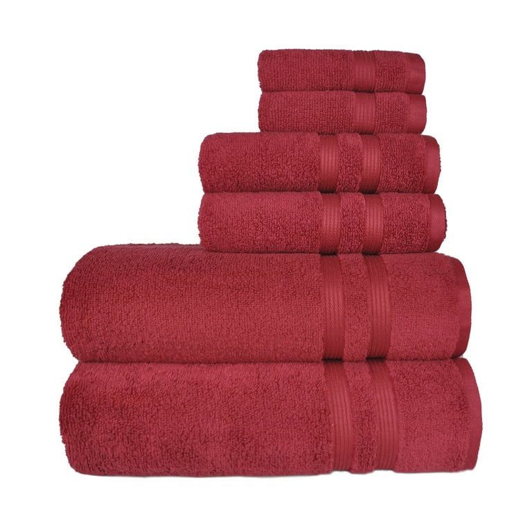 Mainstays Performance Solid 6-Piece Bath Towel Set Red Sedona