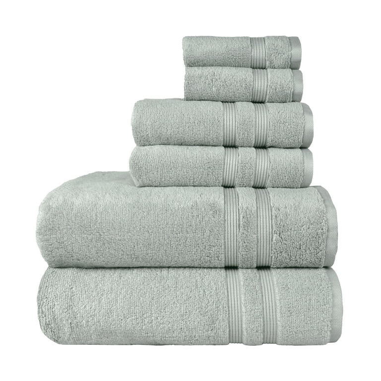 Mainstays Performance Solid 6-Piece Bath Towel Set, Grey