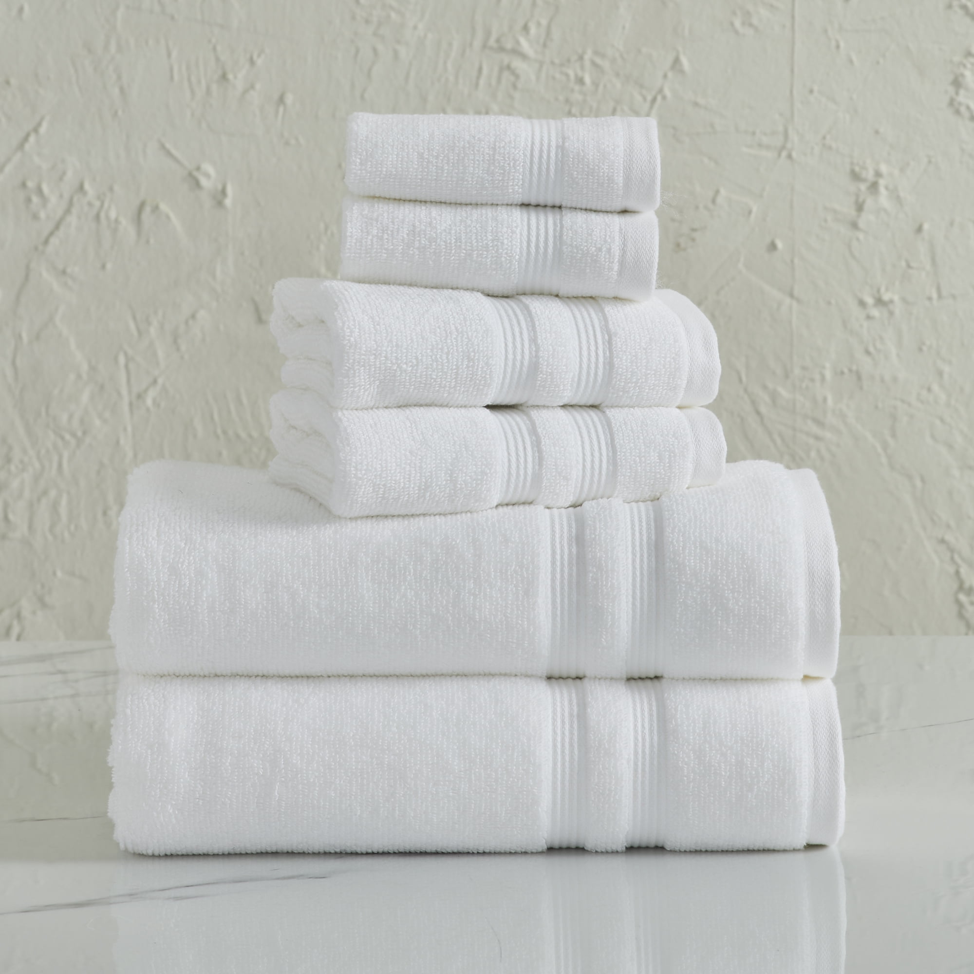 Mainstays Performance Solid 6-Piece Bath Towel Set, White - Walmart.com