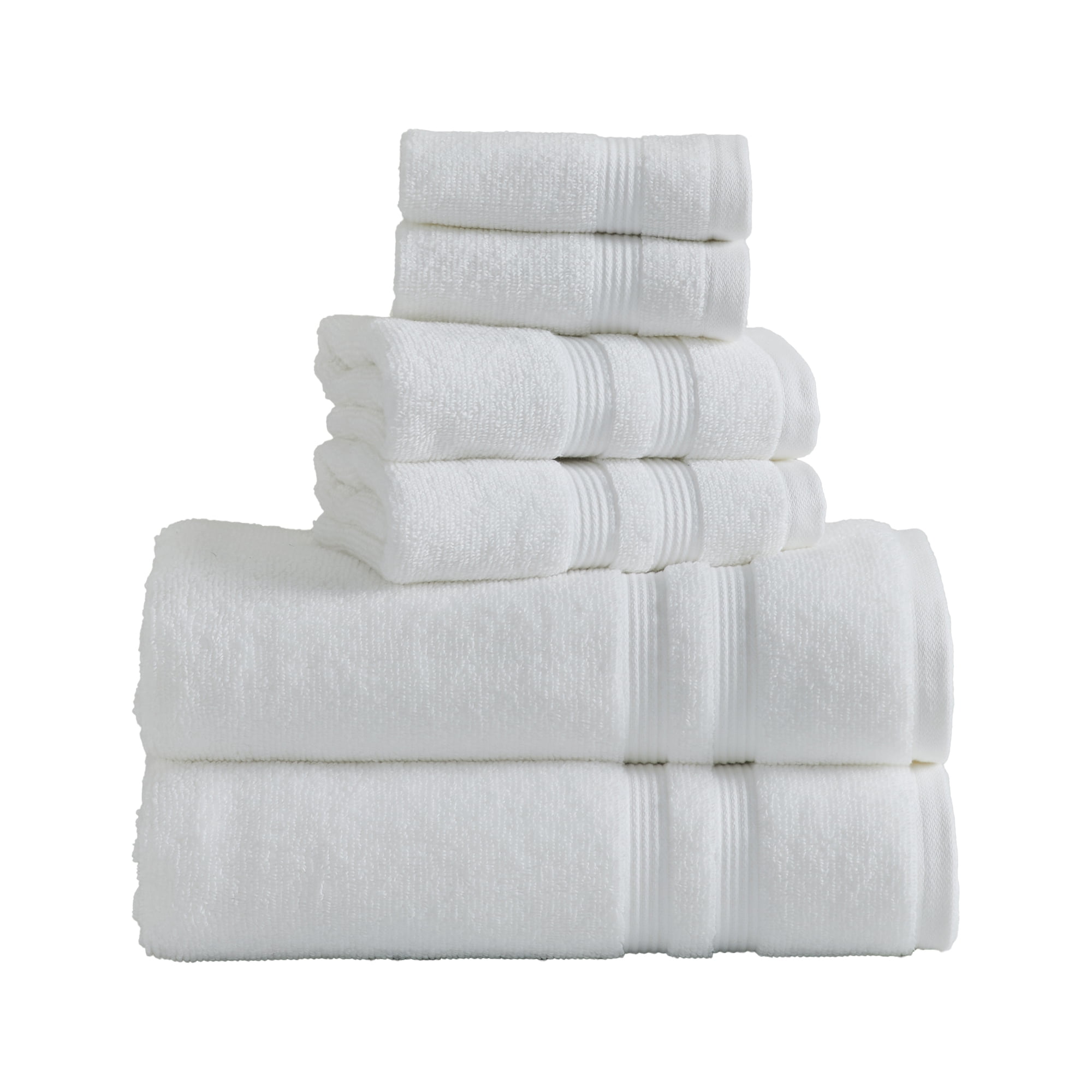 Mainstays Performance Solid 6-Piece Bath Towel Set, White - Walmart.com