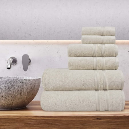 Mainstays Performance Solid 6 Piece Towel Set, Beige