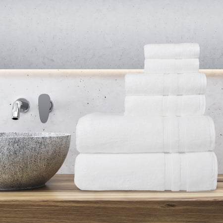 Mainstays Performance Solid 6 Piece Towel Set, White