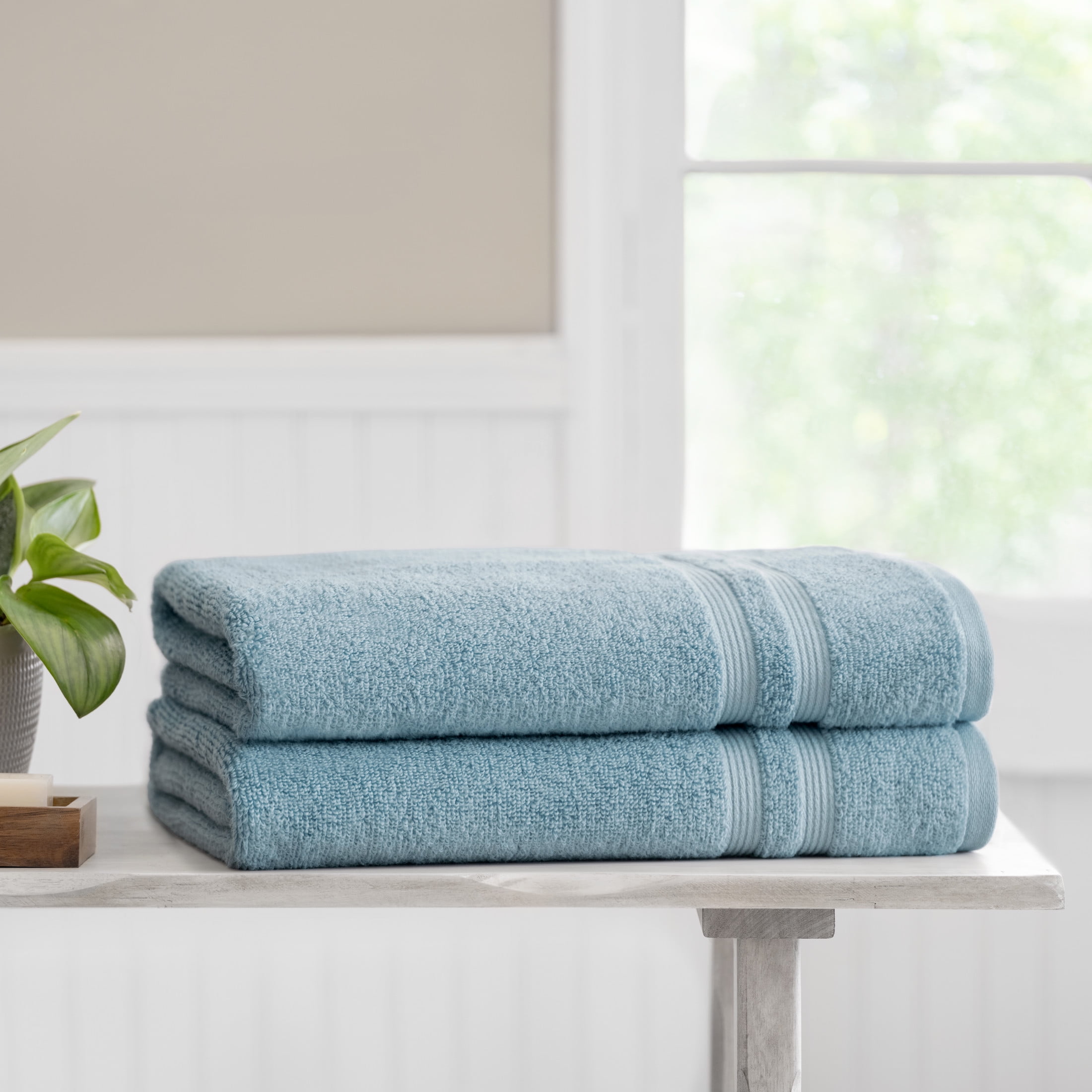 Linen Bath Towel Set / Towels for Her and for Him / Heavy Weight Towels Soft  Rough Linen Towels / Blue White Towels / Large Towels 