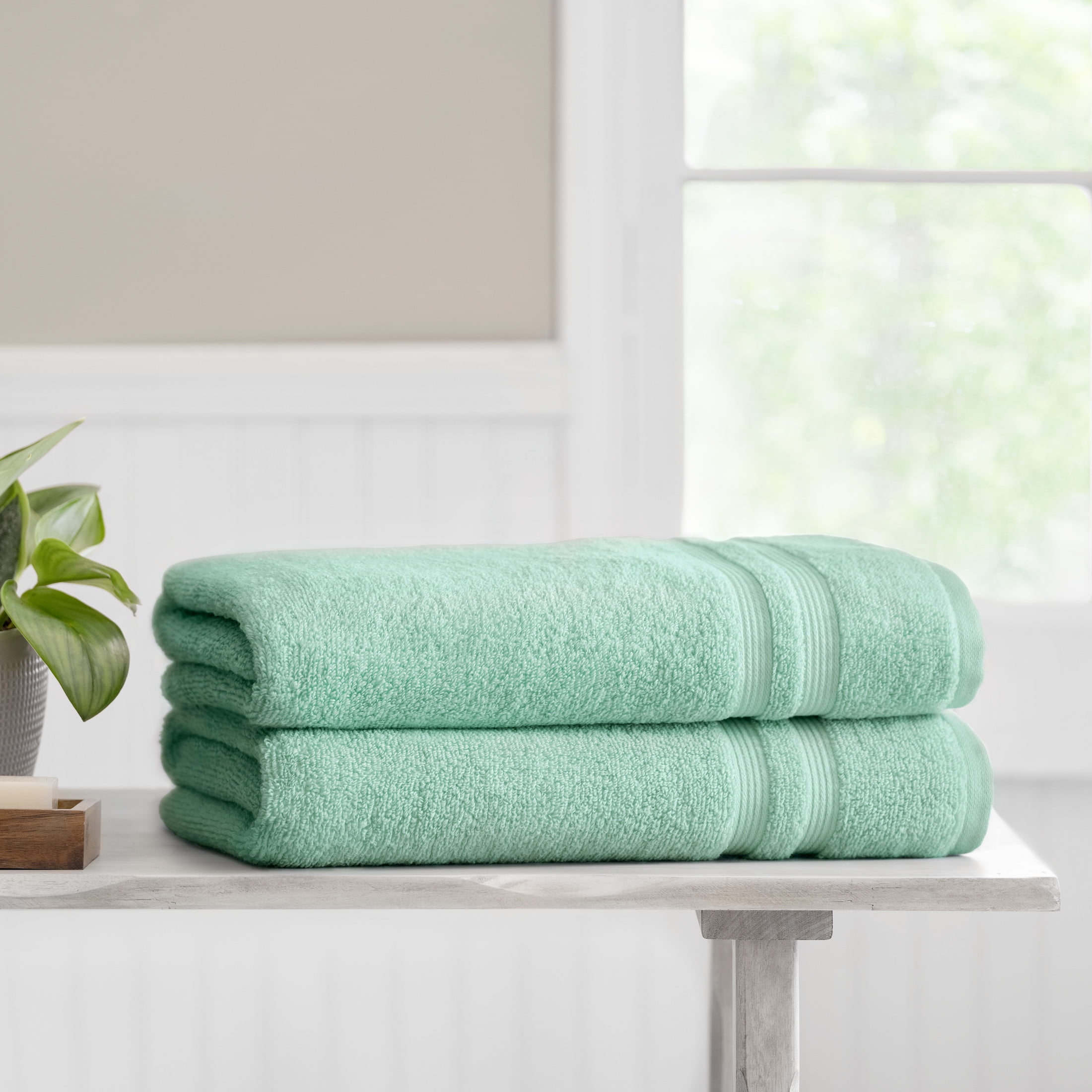 Mainstays Performance Solid Bath Sheet 2 Piece Set Mint