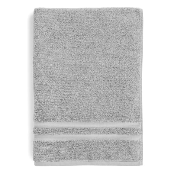 Mainstays Performance Cotton Bath Sheet, Oversized Super Soft Quick Dry Fade Resistant, Solid Silver