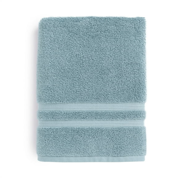 Mainstays Performance Cotton Bath Towel, Super Soft Quick Dry Fade Resistant, Solid Blue