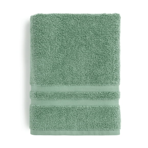 Mainstays Performance Cotton Bath Towel, Super Soft Quick Dry Fade Resistant, Solid Green