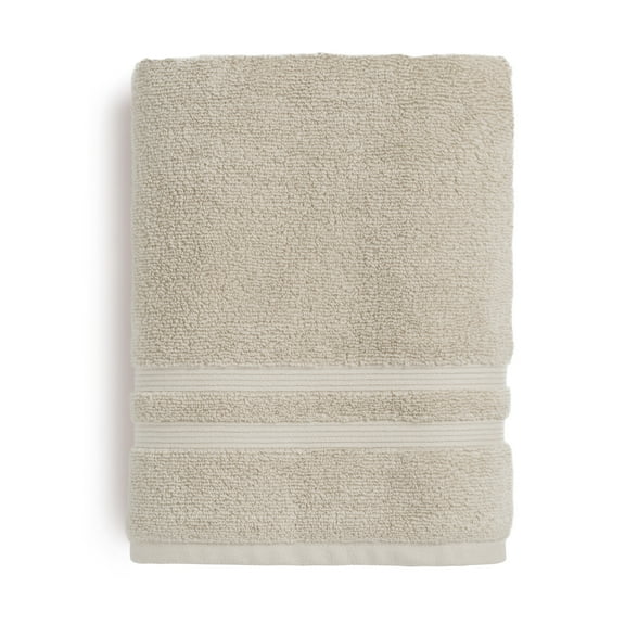 Mainstays Performance Cotton Bath Towel, Super Soft Quick Dry Fade Resistant, Solid Beige