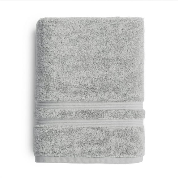 Mainstays Performance Solid Bath Towel, 30" x 54", Soft Silver