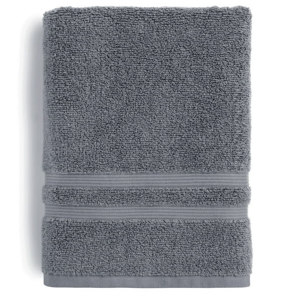 Mainstays Performance Cotton Bath Towel, Super Soft Quick Dry Fade Resistant, Solid Grey