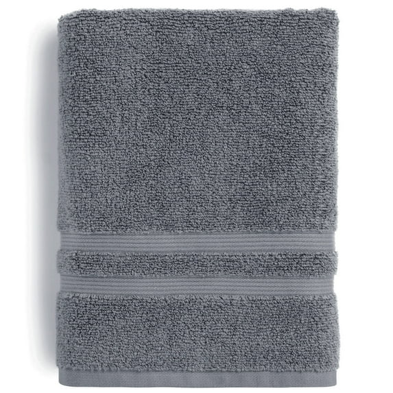 Mainstays Performance Cotton Bath Towel, Super Soft Quick Dry Fade Resistant, Solid Grey