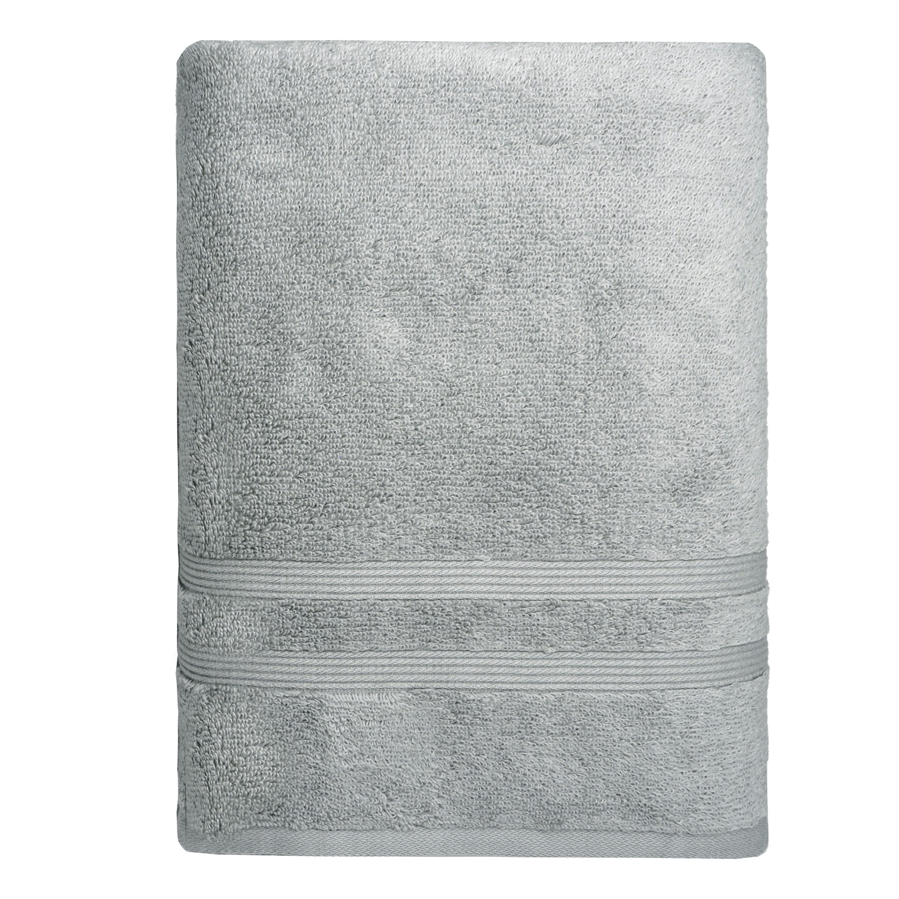 Mainstays Performance Solid Bath Towel, 54" x 30", Soft Silver