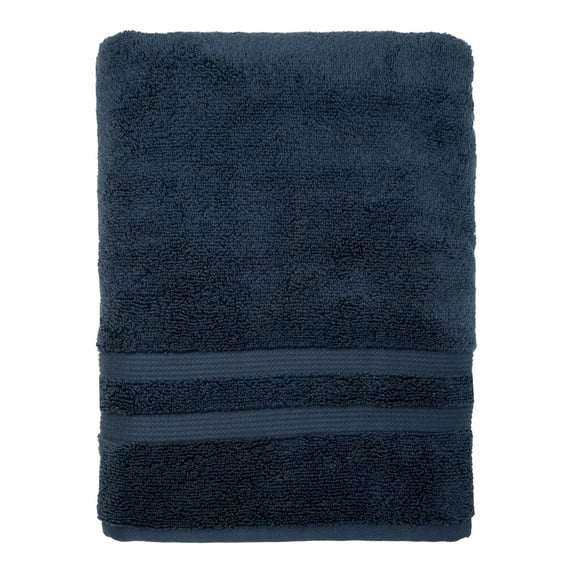 Mainstays Performance Cotton Bath Towel, Super Soft Quick Dry Fade Resistant, Solid Indigo