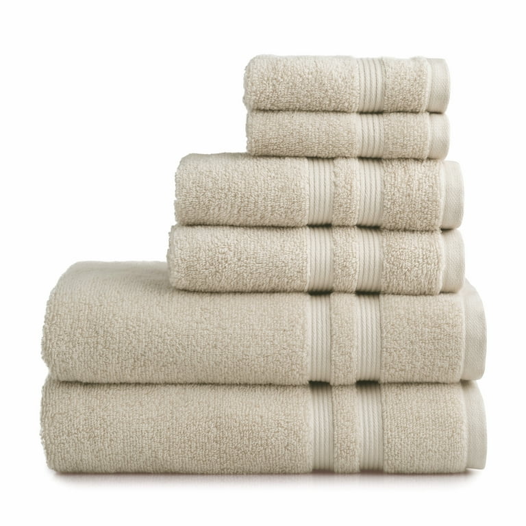 Mainstays Performance Solid Bath Towel 6 Piece Set Beige Walmart