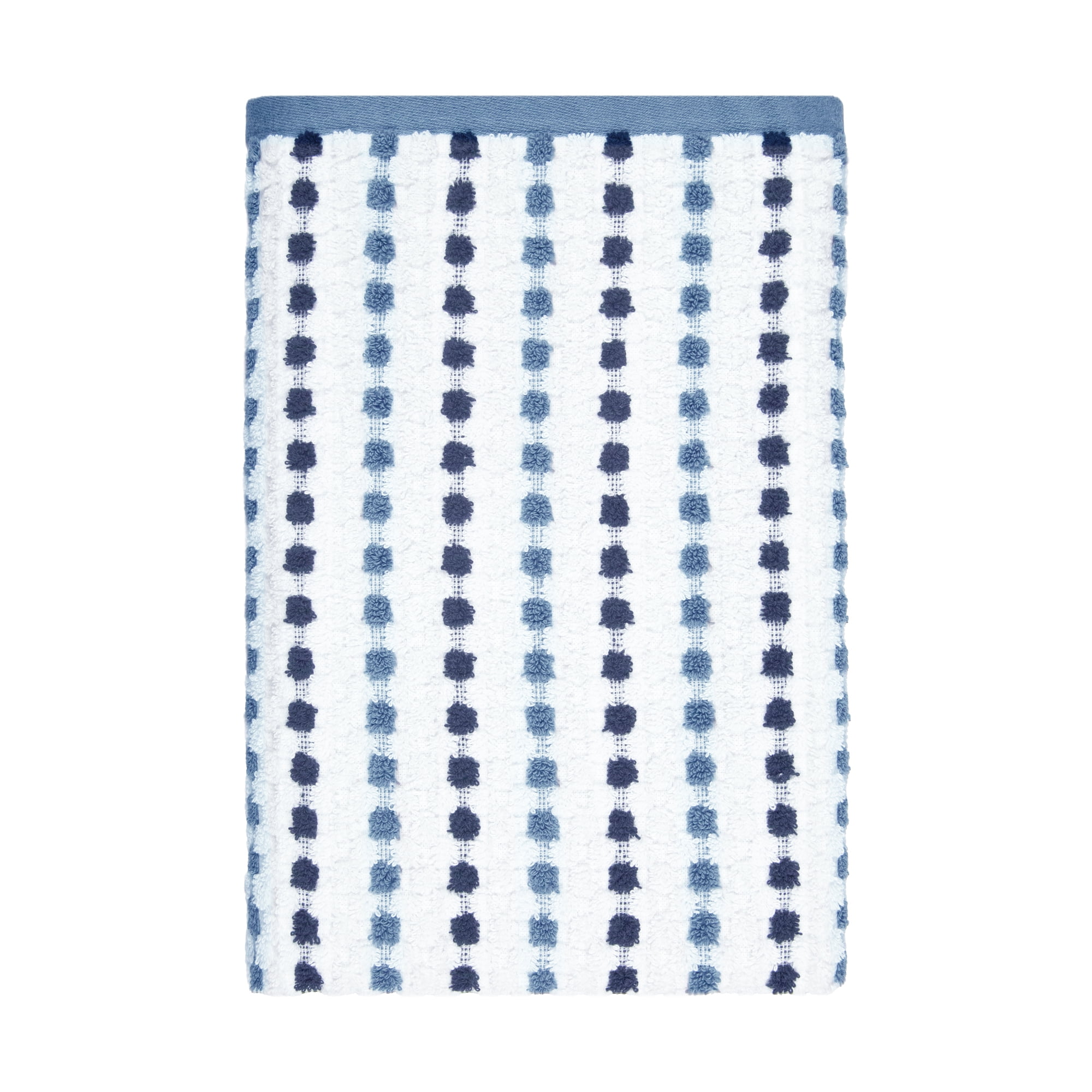 Mainstays Performance Cotton Bath Towel, Super Soft Quick Dry Fade Resistant, Blue Dot Pattern