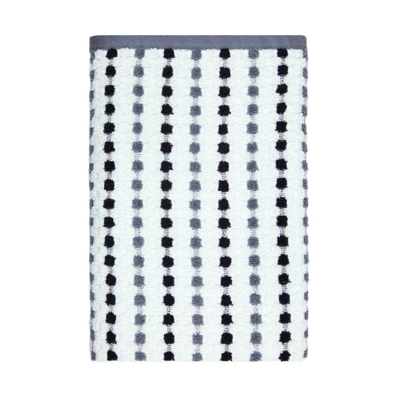 Mainstays Performance Cotton Bath Towel, Super Soft Quick Dry Fade Resistant, Grey/Black Dot Pattern