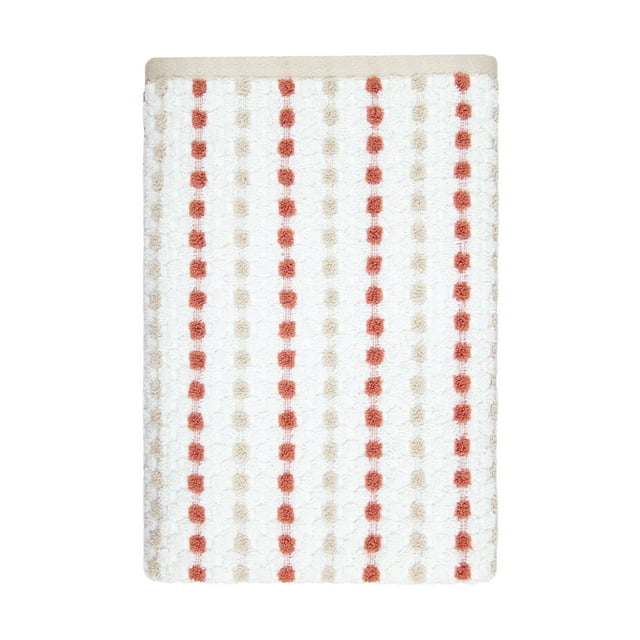 Mainstays Performance Cotton Bath Towel, Super Soft Quick Dry Fade Resistant, Teracotta Dot Pattern