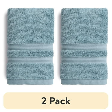 (2 pack) Mainstays Performance Solid Hand Towel, 16" x 26", Blue Linen