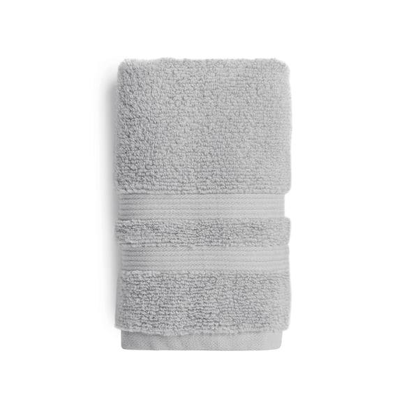 Mainstays Performance Cotton Hand Towel, Super Soft Quick Dry Fade Resistant, Solid Silver