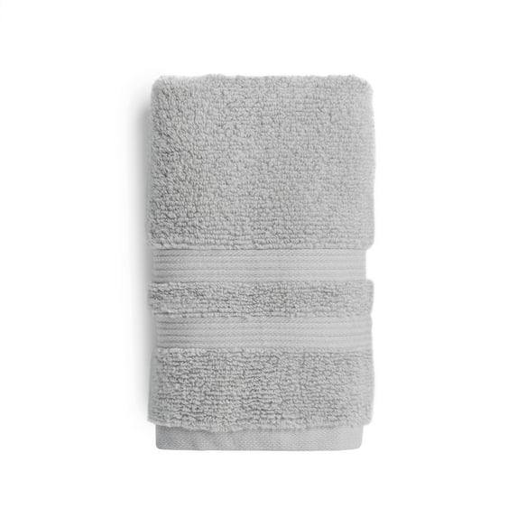 Mainstays Performance Solid Hand Towel, 16" x 26", Soft Silver