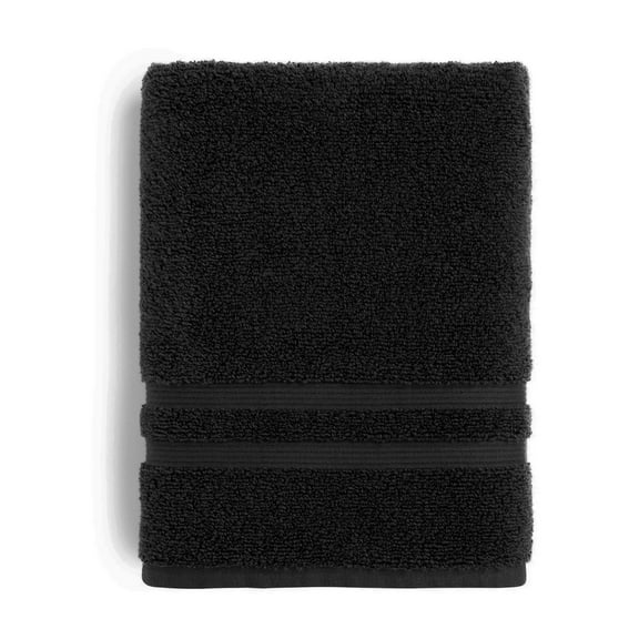 Mainstays Performance Cotton Hand Towel, Super Soft Quick Dry Fade Resistant, Solid Black
