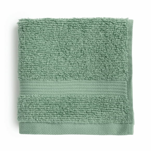 Mainstays Performance Cotton Washcloth, Super Soft Quick Dry Fade Resistant, Solid Green