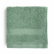 Mainstays Performance Cotton Washcloth, Super Soft Quick Dry Fade Resistant, Solid Green