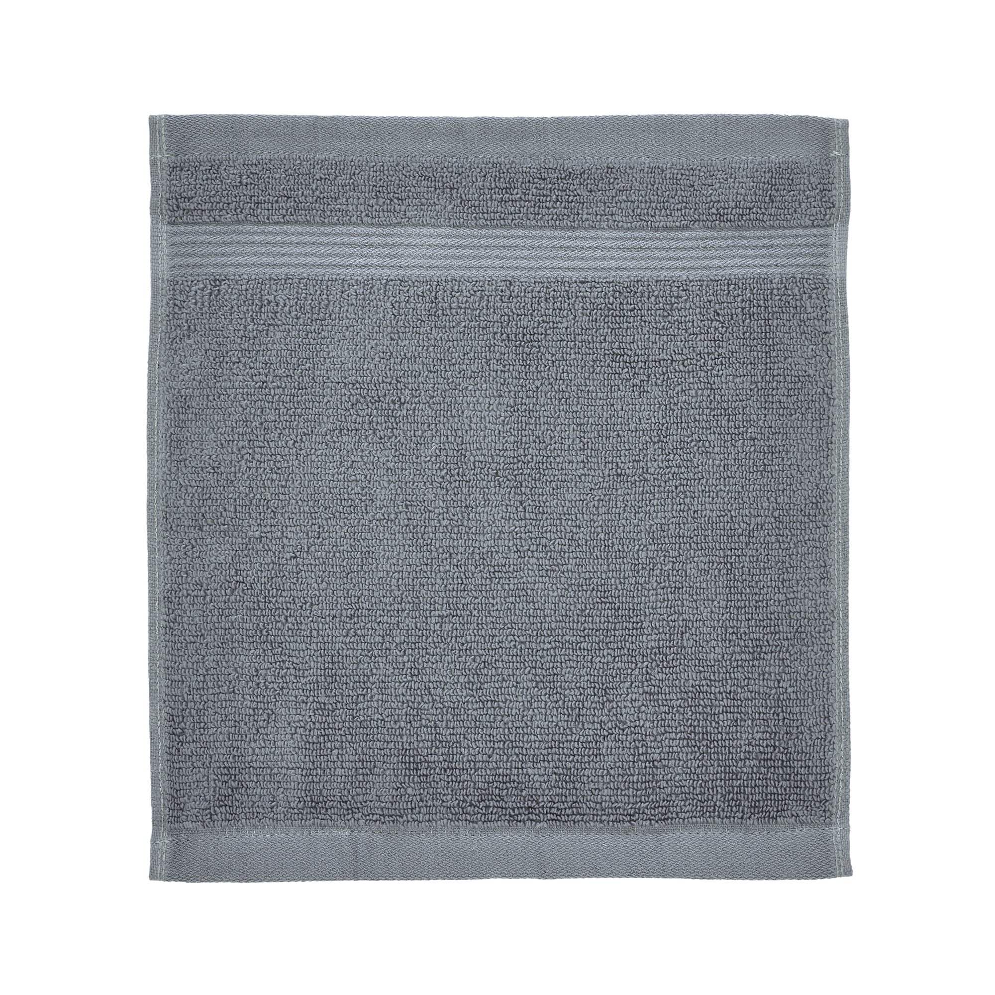 Mainstays Performance Cotton Washcloth, Super Soft Quick Dry Fade Resistant, Solid Grey