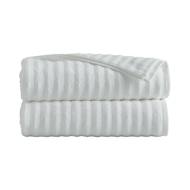 Mainstays Performance Cotton 2-Piece Bath Sheet Set, Oversized Super Soft Quick Dry Fade Resistant, Textured White