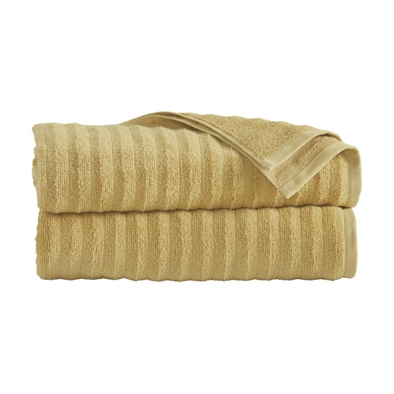 Mainstays Performance Cotton 2-Piece Bath Sheet Set, Oversized Super Soft Quick Dry Fade Resistant, Textured Yellow