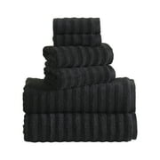 Mainstays Performance Cotton 6-Piece Bath Towel Set, Super Soft Quick Dry Fade Resistant, Textured Black