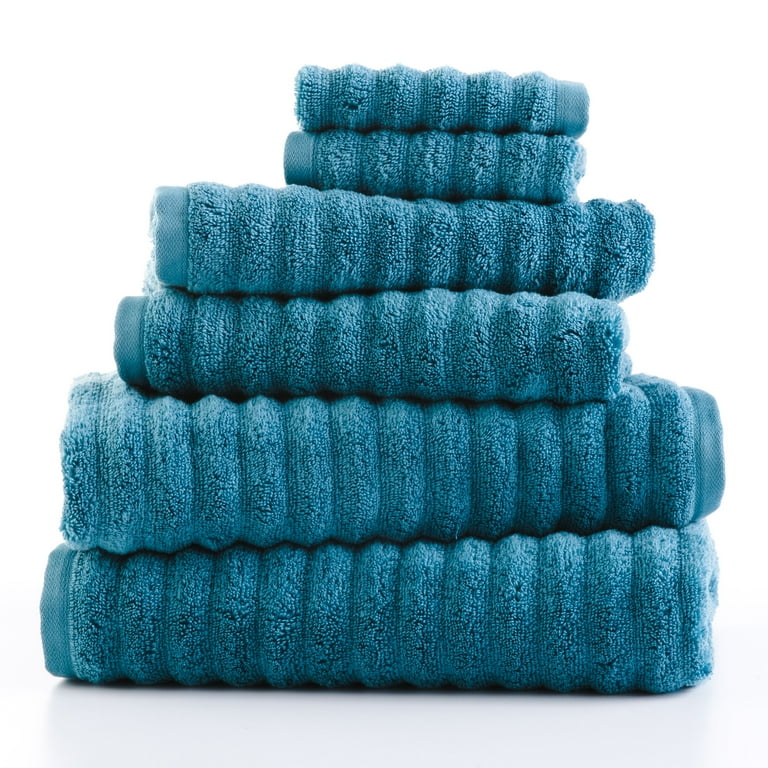 Mainstays Performance Textured 6 Piece Bath Towel Set Coolwater Walmart