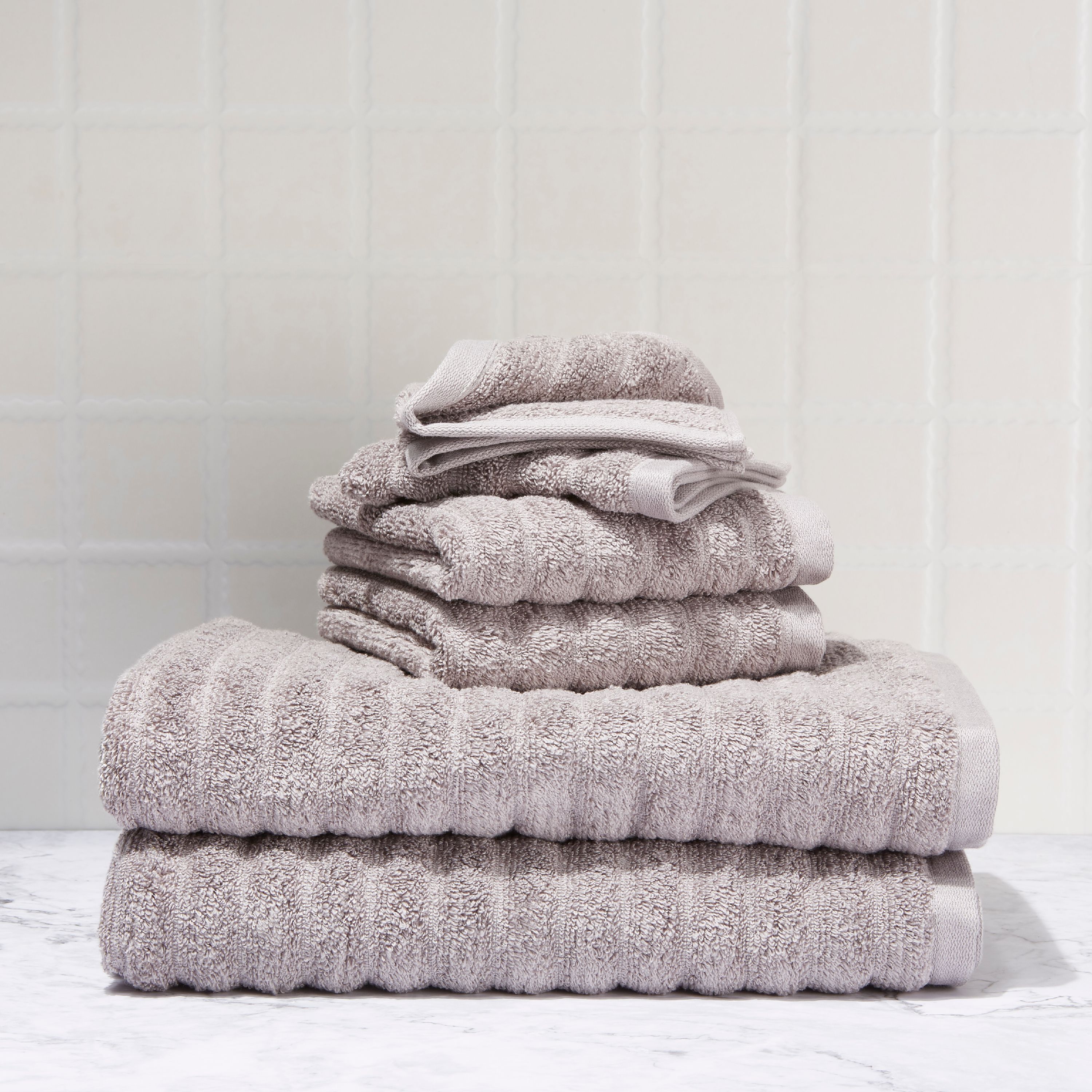 Mainstays Performance Textured 6-Piece Bath Towel Set - Grey Flannel - image 1 of 6