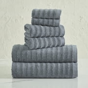 Mainstays Performance Textured 6-Piece Bath Towel Set, Grey